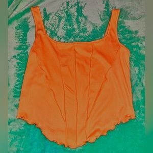 Rue 21 vibrant orange corset tank with square neckline.